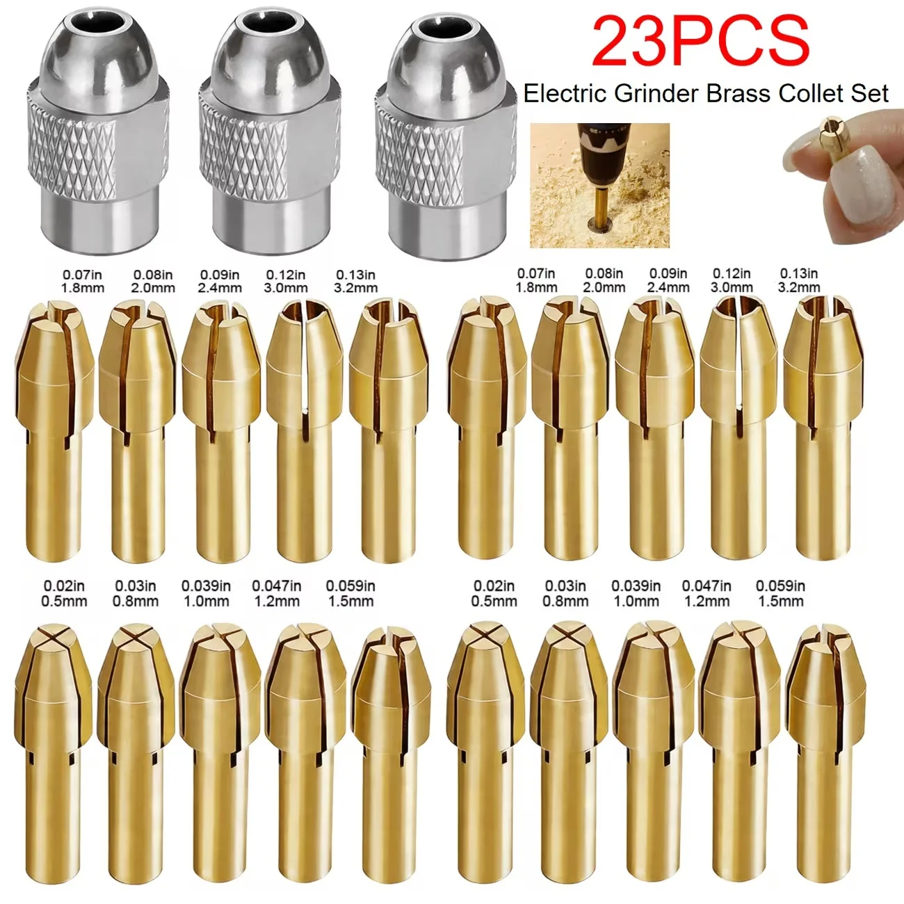 23-Piece Portable Household Rotary Tool Chuck Set, Drill Bit Adapter Set with Chuck and Nuts, Can Improve Efficiency and Craftsmanship, Suitable for Home Repairs and DIY Tools