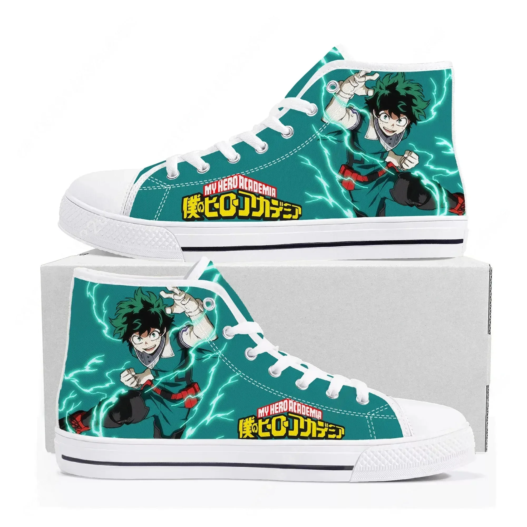 

Высокие кеды Izuku Midoriya My Hero Academia для мужчин, женщин и подростков, высококачественные парусиновые кроссовки, обувь для пар, индивидуальный дизайн