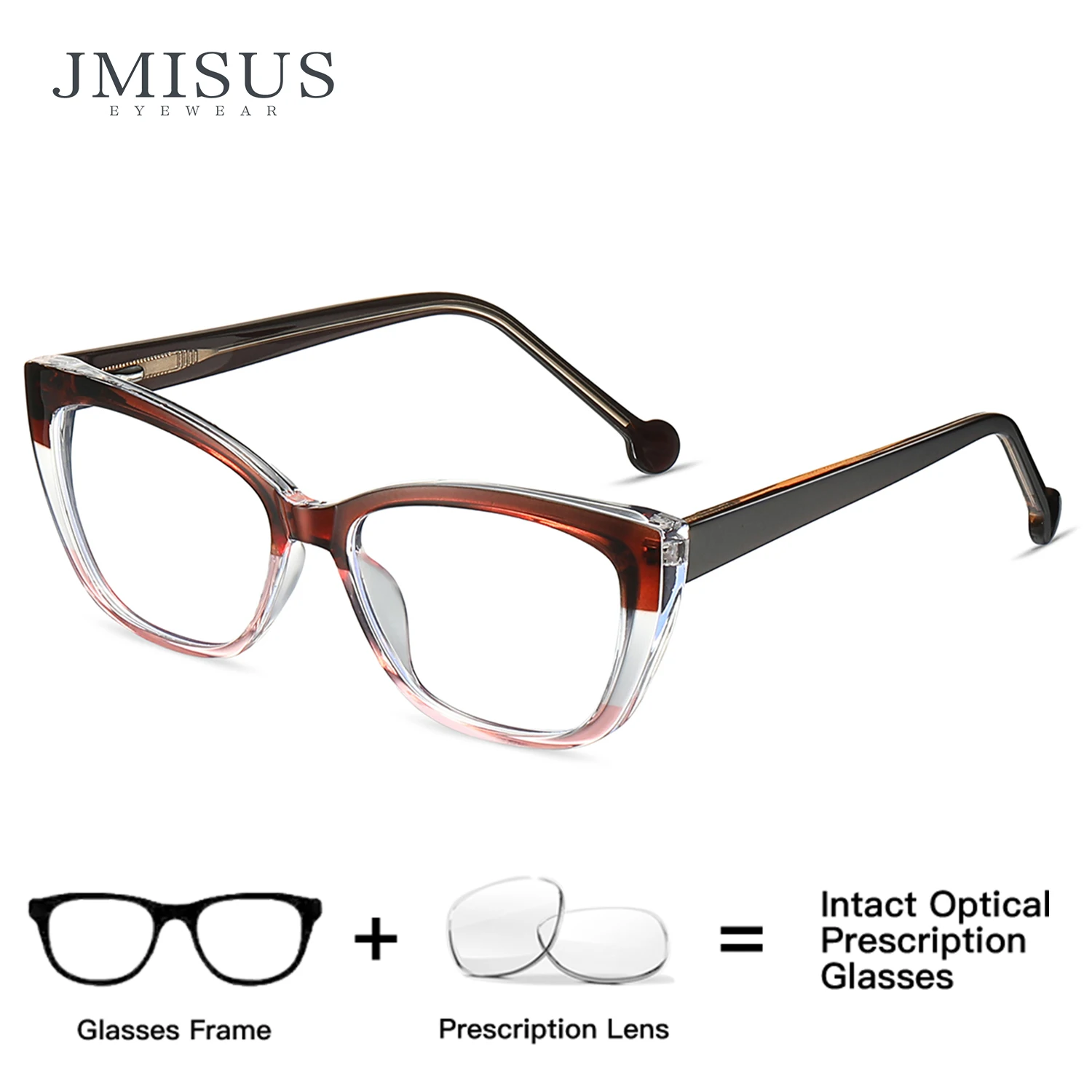 

JMISUS Fashion Cateye Progressive Prescription Glasses ﻿Optical Lenses with Custom Rrecipe Butterfly Photochromic Myopia Eyewea