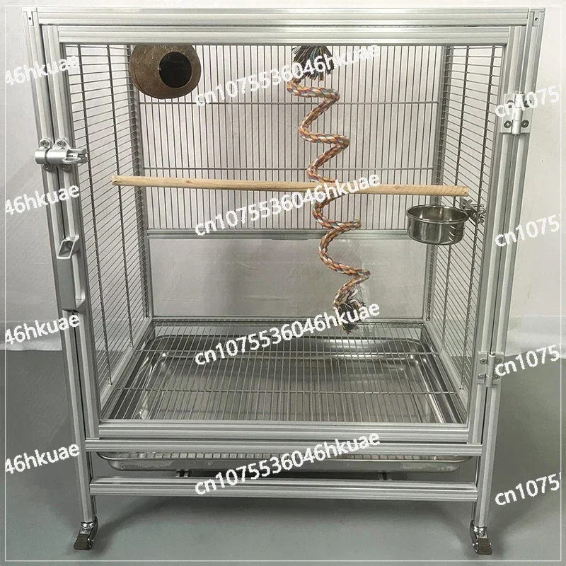 Stainless Steel Horizontal Wire Bird Cage Large Medium Large Parrot Cage Acrylic Transparent Luxury Villa Aluminium Profile Cage