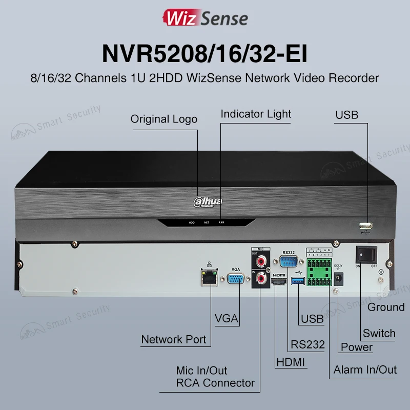 Dahua Wizsense 8/16/32 Channels NVR CCTV Security Protection System 2HDD Face Recognition ONVIF NVR5208-EI NVR5216-EI NVR5232-EI