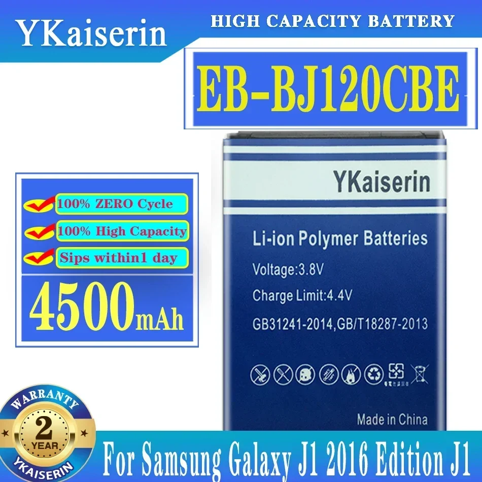 YKaiserin Portable Battery EB-BJ120CBE 4500mAh For Samsung Galaxy J1 2016 Edition Version J120F Express 3 J120A J120T SM-J120F