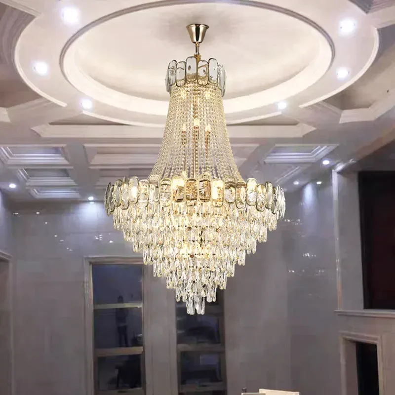 

Creative Crystal Chandelier Luxury Large Pendant Light Staircase Living Room Design Lobby Hainging Lamp Led Home Decor Lustre