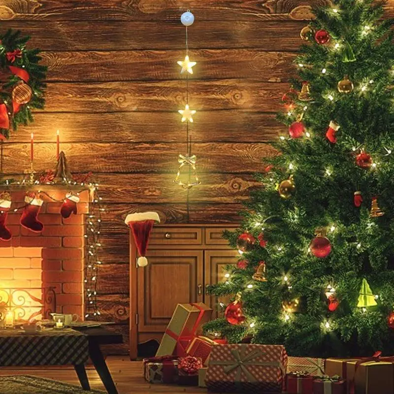 크리스마스 별 LED 창문 걸이 조명, 배터리 작동 배경 걸이 조명, 벽난로 크리스마스 나무 벽용