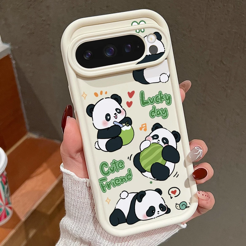 Niedliche Panda-Muster-Hülle für Google Pixel 8A 8 Pro 9 Pro XL, stoßfeste weiche TPU-Silikon-Handy-Rückseite für Pixel 9 8 Pro