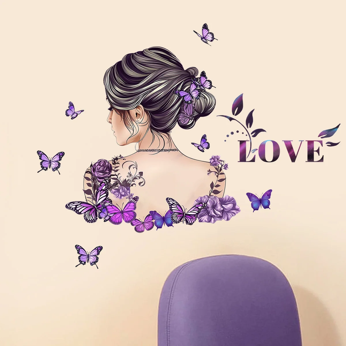 

Cartoon Wall Sticker For Children Beauty Back LOVE PVC Room Decor Stickers Home Decoration Accessories Self-Adhesive Wallpaper