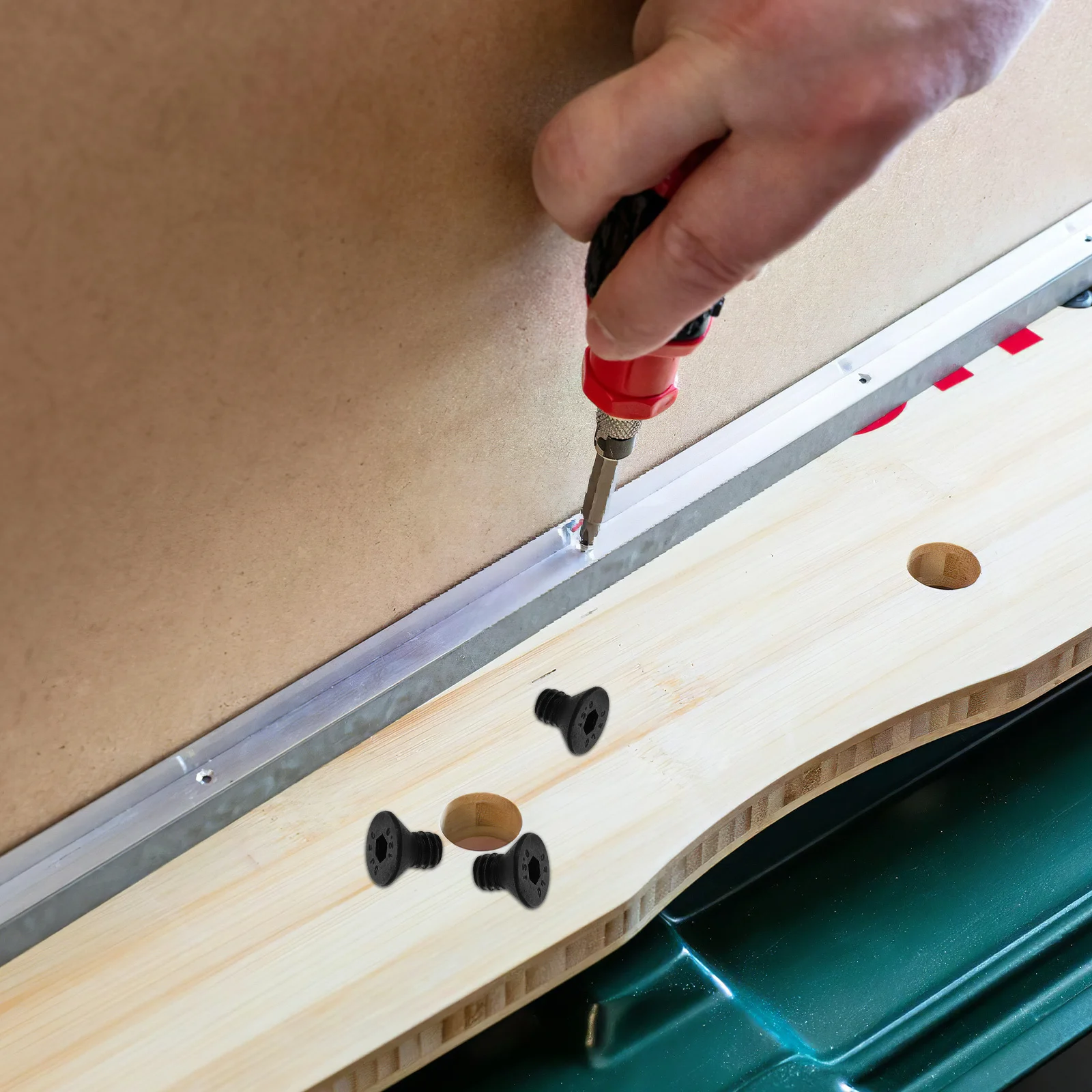 

50Pcs Carbon Steel Flat Head Socket Head Machine Screws Hexagon Multi-Use Woodworking Metal Furniture Assembly Fasteners Set