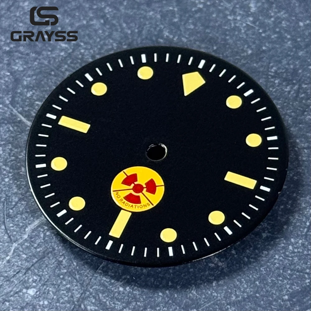 No-Radiation Fit for 50 Fathoms 28.5mm Watch Dial Face Accessories Luminous White Hand Fit for NH35 NH36 Automatic Movement