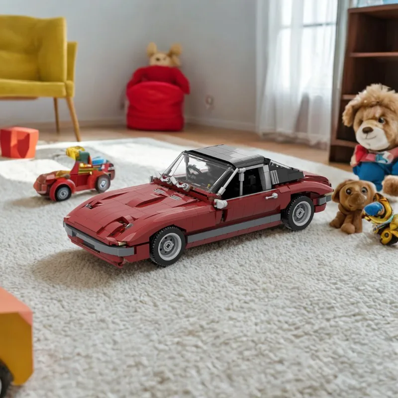 

975 Pieces Classic Lotus Elan Red Sports Car Model, Features Openable Hood and Trunk, Perfect for Adult Builders