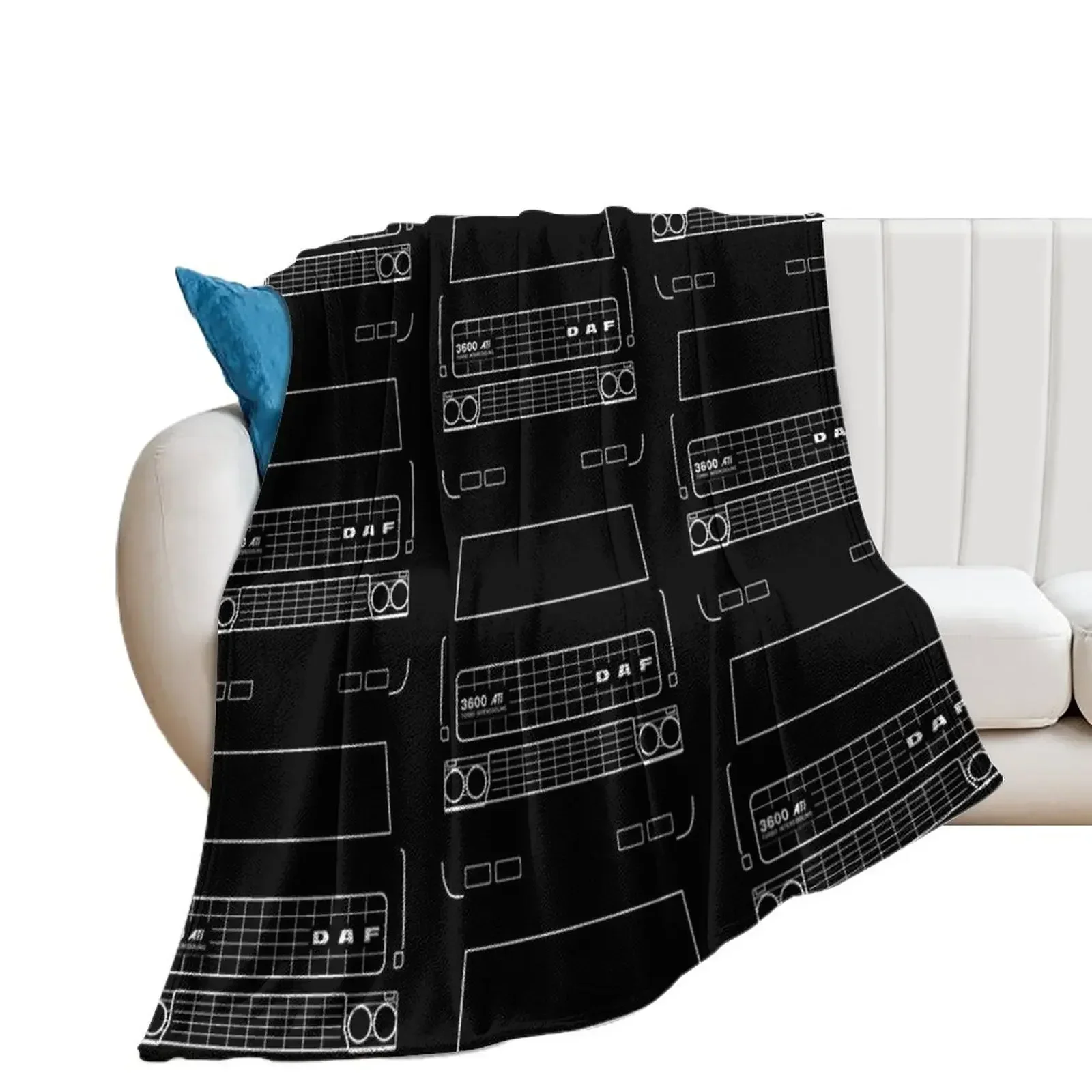 Classic DAF 3600 heavy truck white outline graphic Throw Blanket For Sofa Thin Soft Plush Plaid for babies Blankets