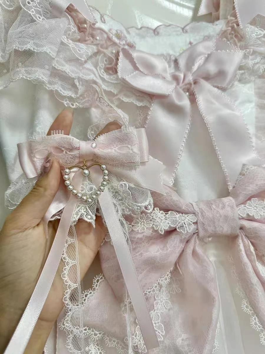 Y2K أنيقة لؤلؤة الحب مقاطع الشعر الأقواس الحلوة الدانتيل طبقة مزدوجة دبابيس الشعر Harajuku إكسسوارات الشعر لعيد الحب عيد الميلاد