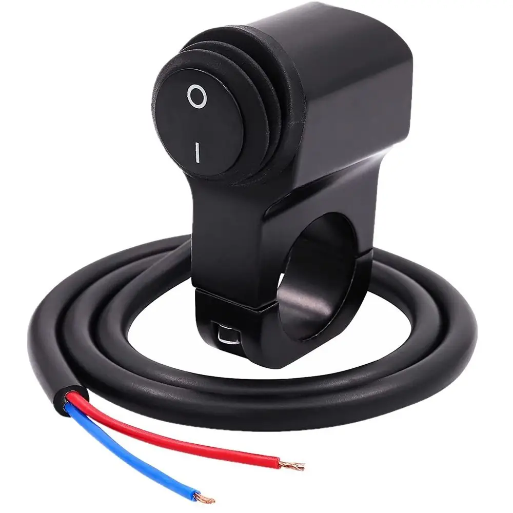 Black Motorcycle Aluminum Alloy Handlebar Headlight ON/OFF Button Light Switch with waterproof Rubber Motor Accessory