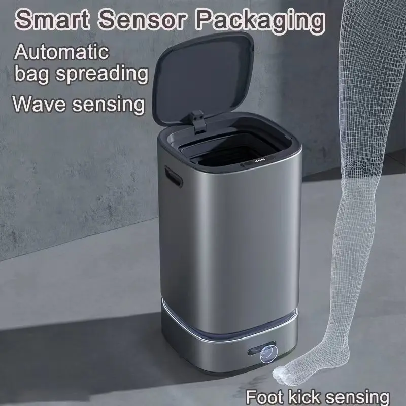 13 Liters Smart Trash Can Large Capacity Automatic Close Packing Adsorption Garbage Bin Home Kitchen Toilet Wastebasket Dustbin