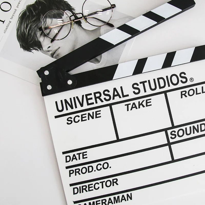 Professional Vintage TV Movie Film Clapboard Slate Cut Prop Director Clapper ction Slate Clap Handmade Cut Prop Home Decoration