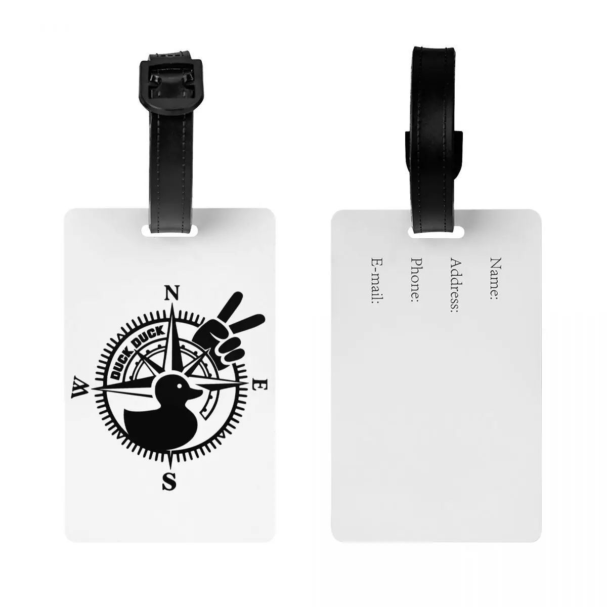 Custom Adventure Duck Compass Luggage Tag Privacy Protection Baggage Tags Travel Bag Labels Suitcase