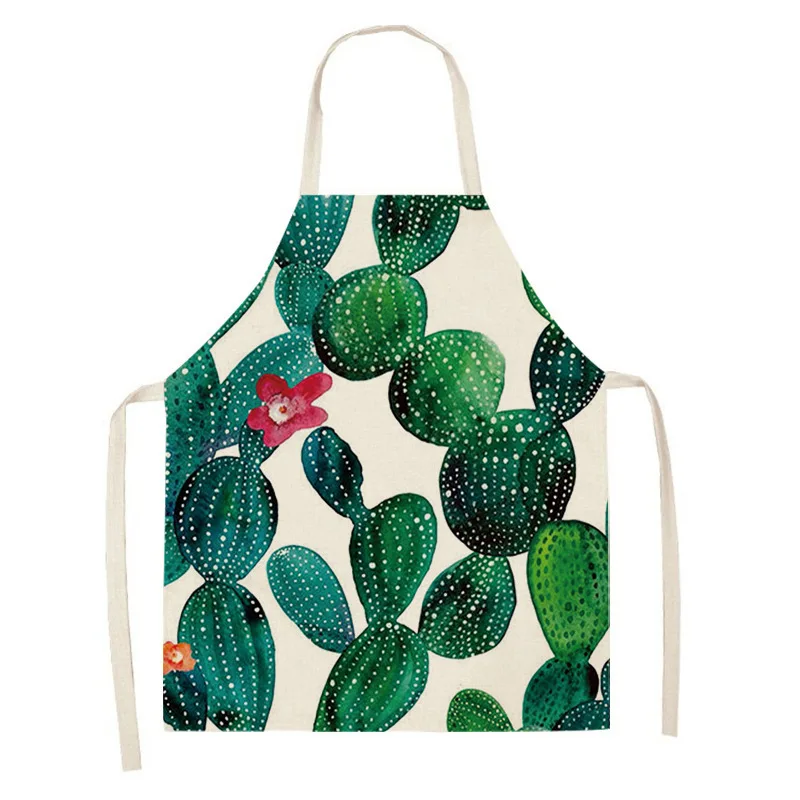 1 piece plant leaf print apron kitchen cooking baking apron home cleaning accessories unisex 68x55cm