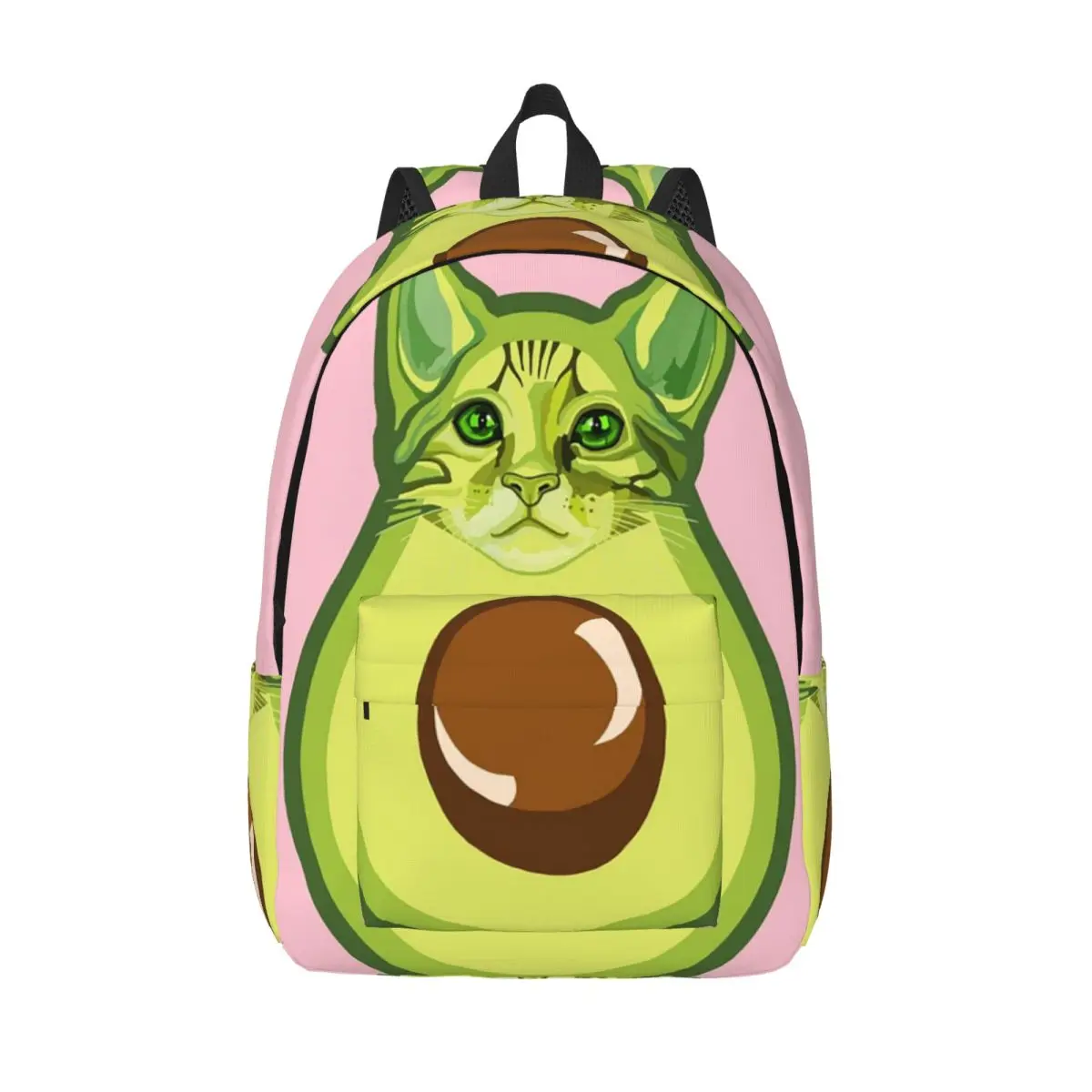 

Green Kawaii Avocado Kitty Cat Backpack Student Boys Girls BookBag Children School Bag Computer Shoulder Bags for Men Women