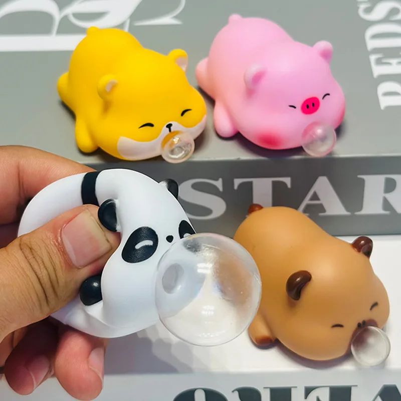Panda dos desenhos animados animal bolha soprando squeeze brinquedo divertido alívio do estresse brinquedo sensorial crianças adultos presente de descompressão de alta qualidade