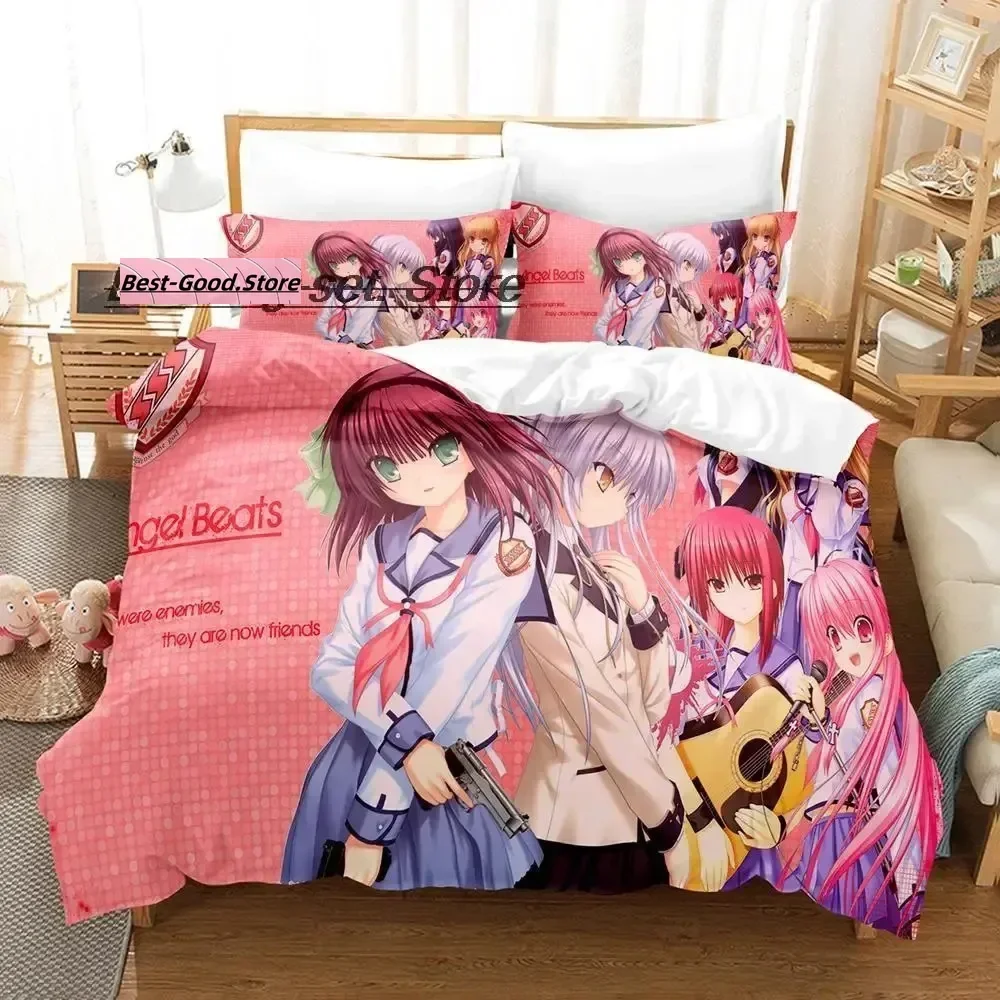 

Angel Beats Bedding Set Single Twin Full Queen King Size Bed Set Aldult Kid Bedroom Duvetcover Sets 3D Print Anime Bed Sheet Set