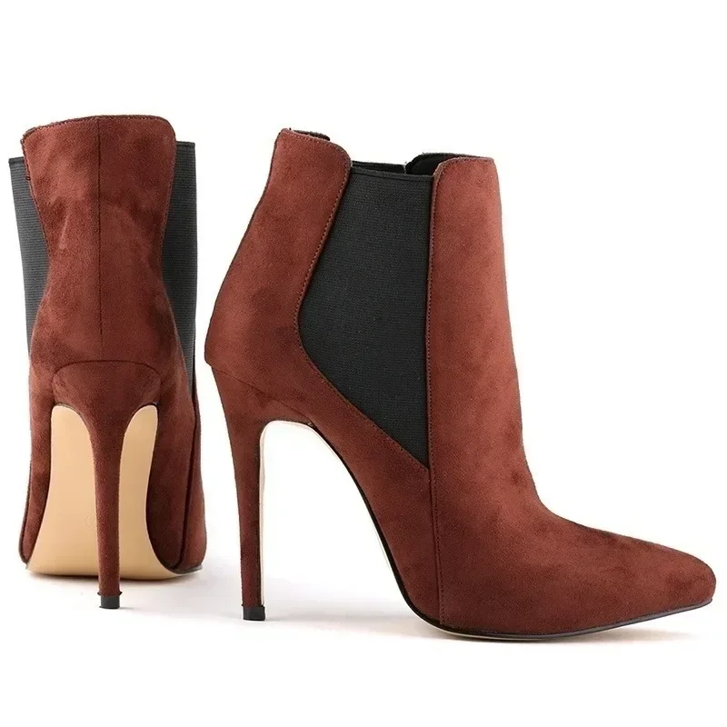 

Women‘s Ankle Boots Winter Warm Sexy Zip Pointed Toe Footwear 11CM High Heels Female Boots Short Stilettos Ladies Women Shoes