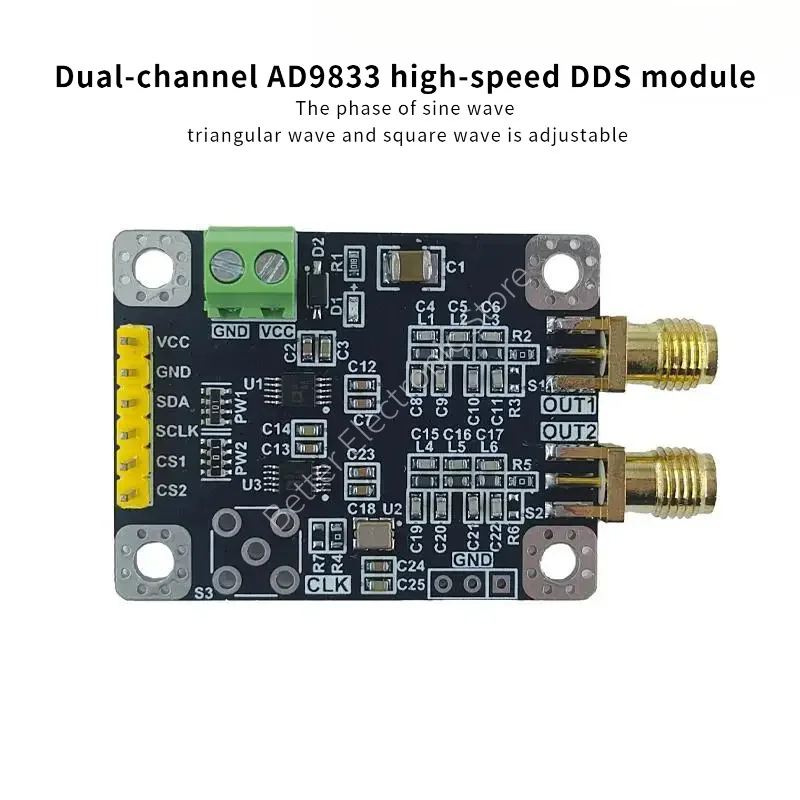 Dual-channel AD9833 high-speed DDS module The phase of sine wave, triangular wave and square wave is adjustable