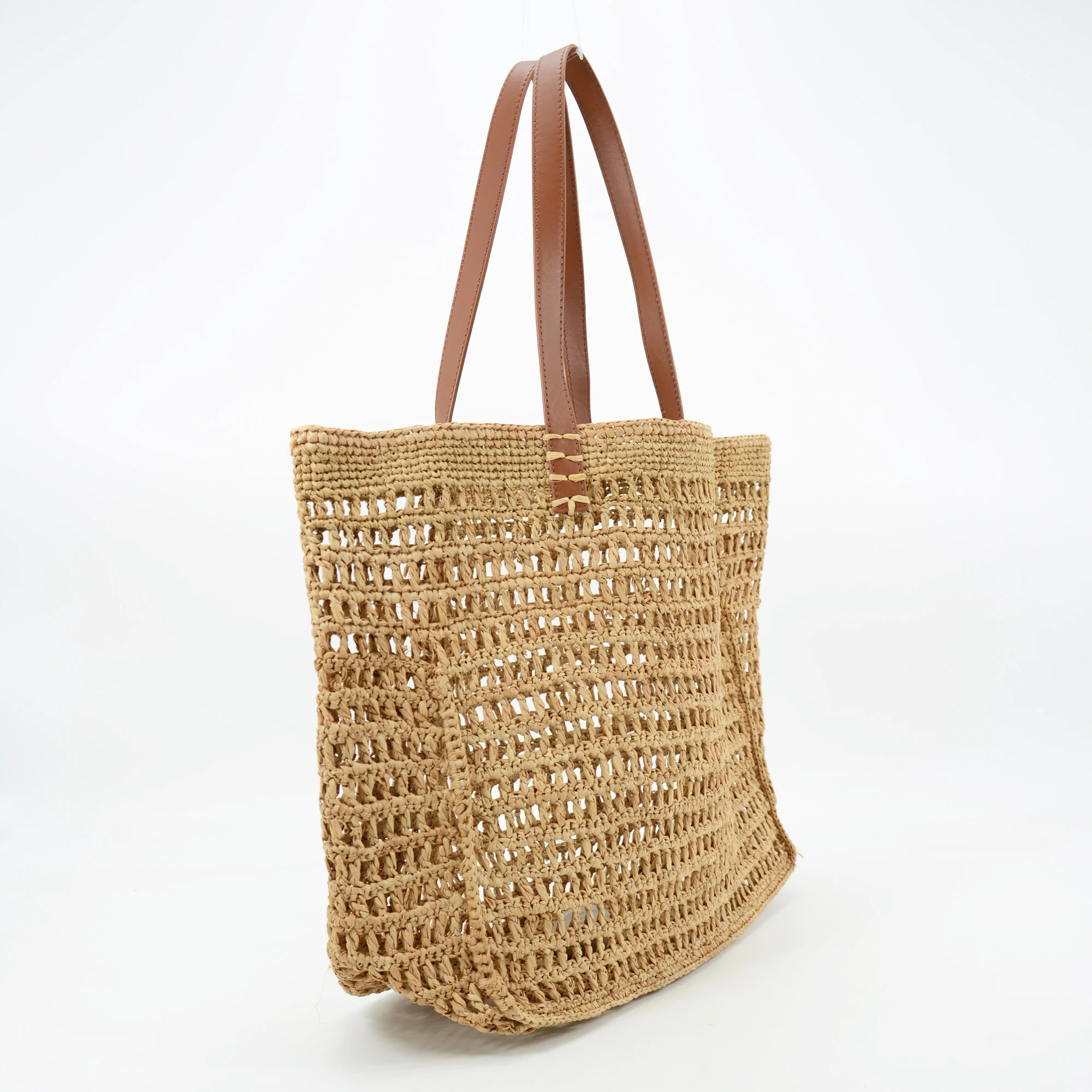 Women Plaited Raffia Straw Bag Large Capacity Casual Tote Handbag Hollow Summer Beach Vacation Shoulder Bag