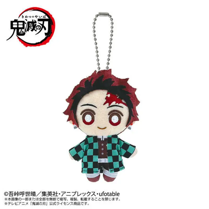 In Stock Bandai Genuine Anime Demon Slayer Chibi Plush Doll Toy Tanjiro Nezuko Inosuke 11cm Standing Plush Doll Keychain Toy