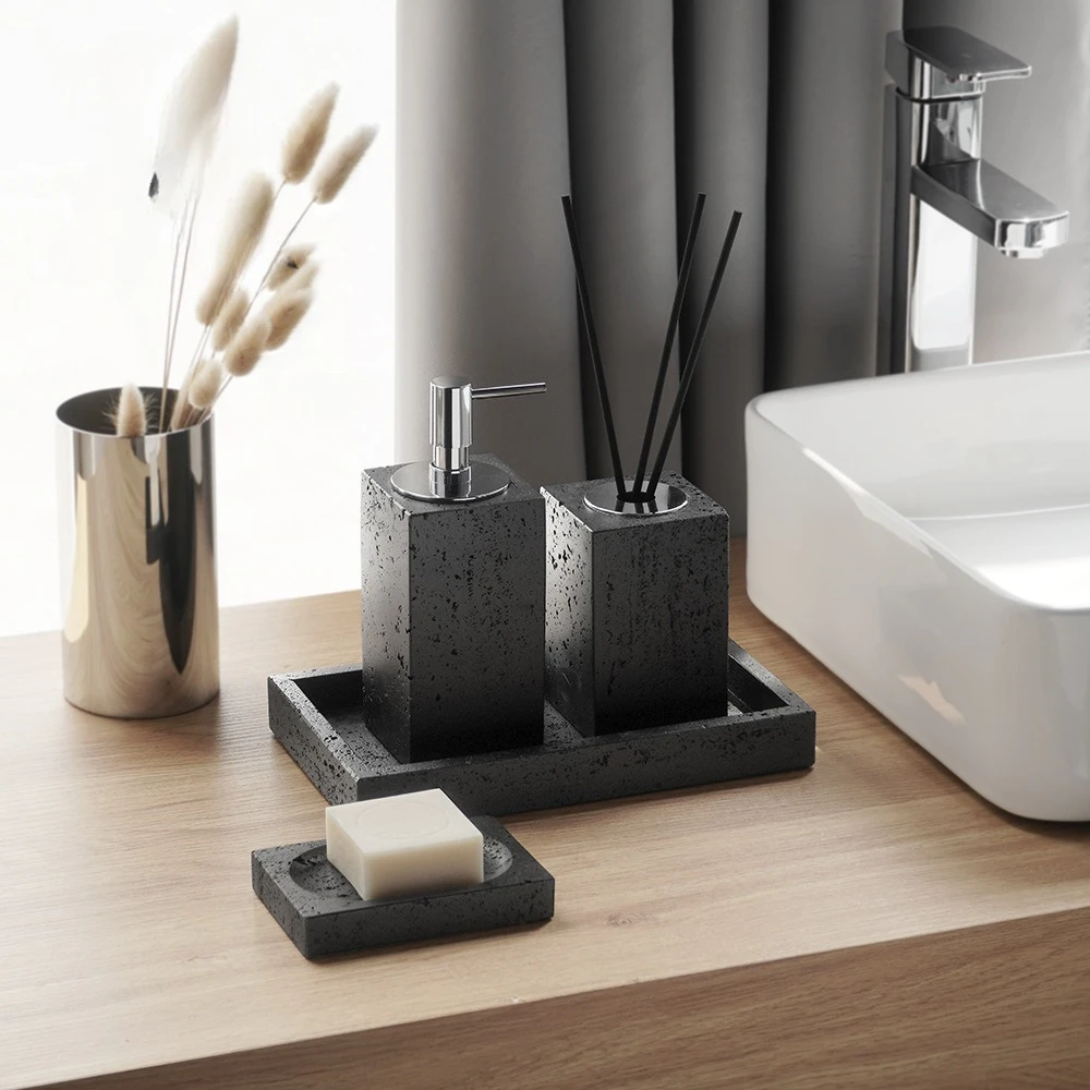 Modern Sandstone Cave Stone Rinse Cup Couple Toothbrush Cup Bathroom Accessories Lotion Bottle Aromatherapy Tray Soap Dispenser