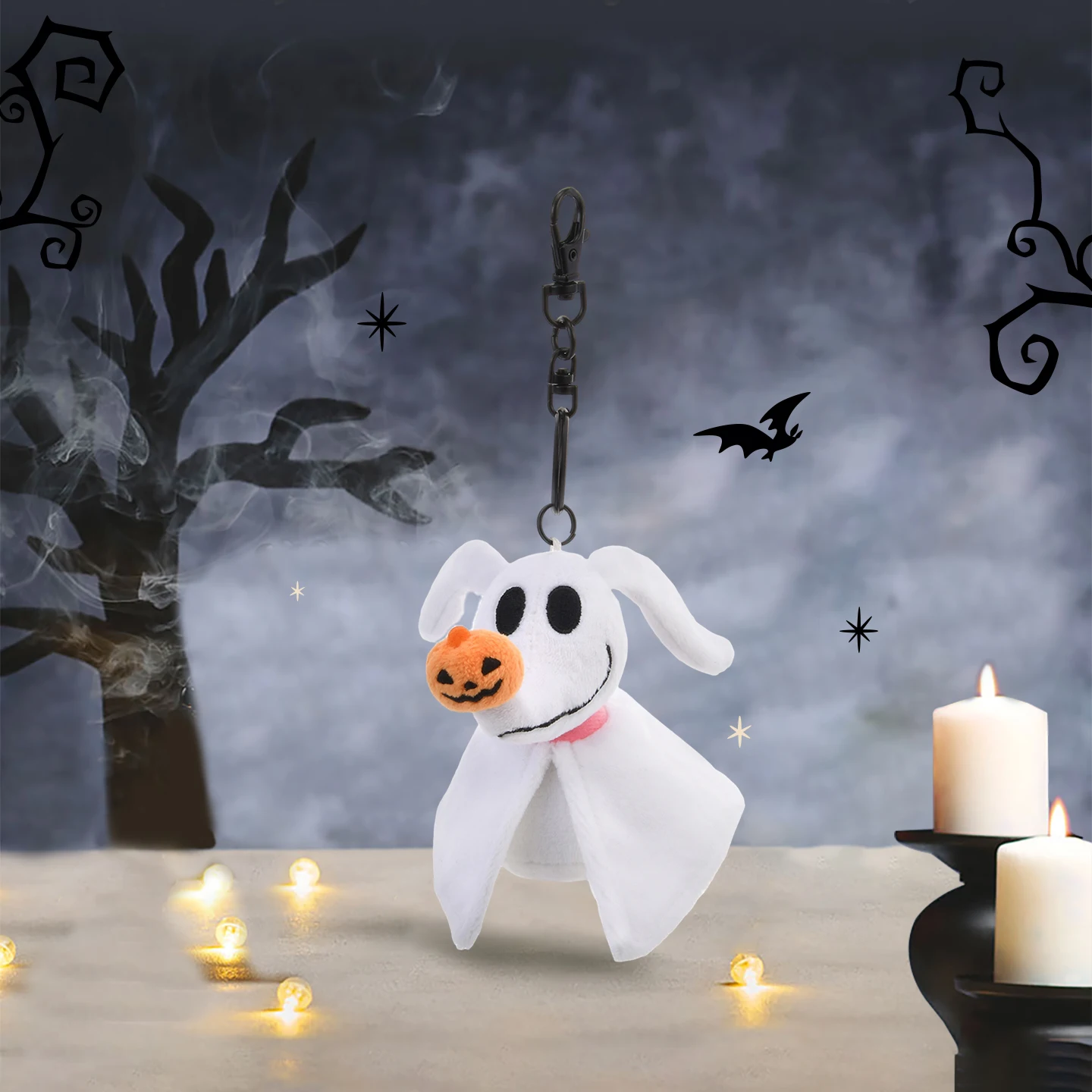 Disney Dark Halloween Llavero de Felpa Charms - Spooky Ghost Mickey Bag Clip Llavero Accesorios para Mochilas, Fiesta de Halloween