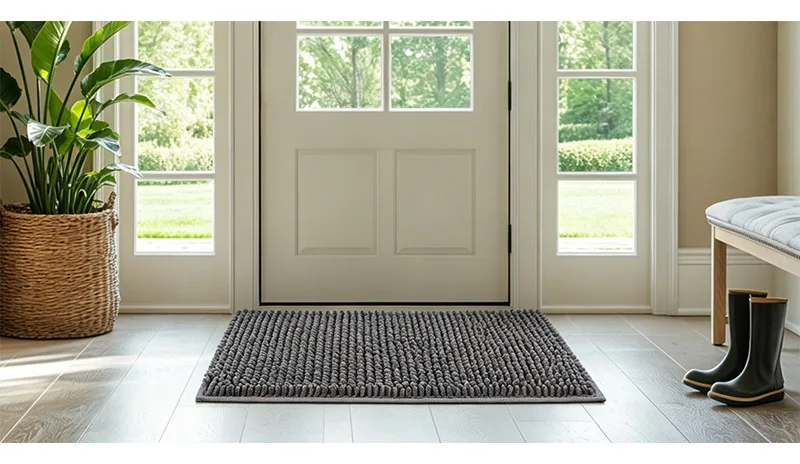 Superabsorbierende Hunde-Türmatte, Rutschfester Boden, Waschbarer Eingangsteppich, Hält Böden Sauber, Perfekt für Schmutzige Nasse Schuhe & Pfoten, Grau – Detail 7