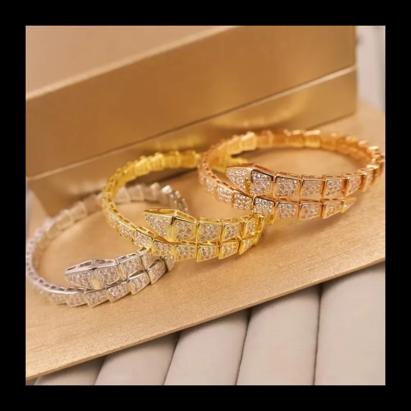 سوار ربيعي على شكل عظمة الثعبان الماسية بالكامل مع نمط أنثوي وسوار افتتاح اعوج أوروبي وأمريكي متعدد الاستخدامات #1