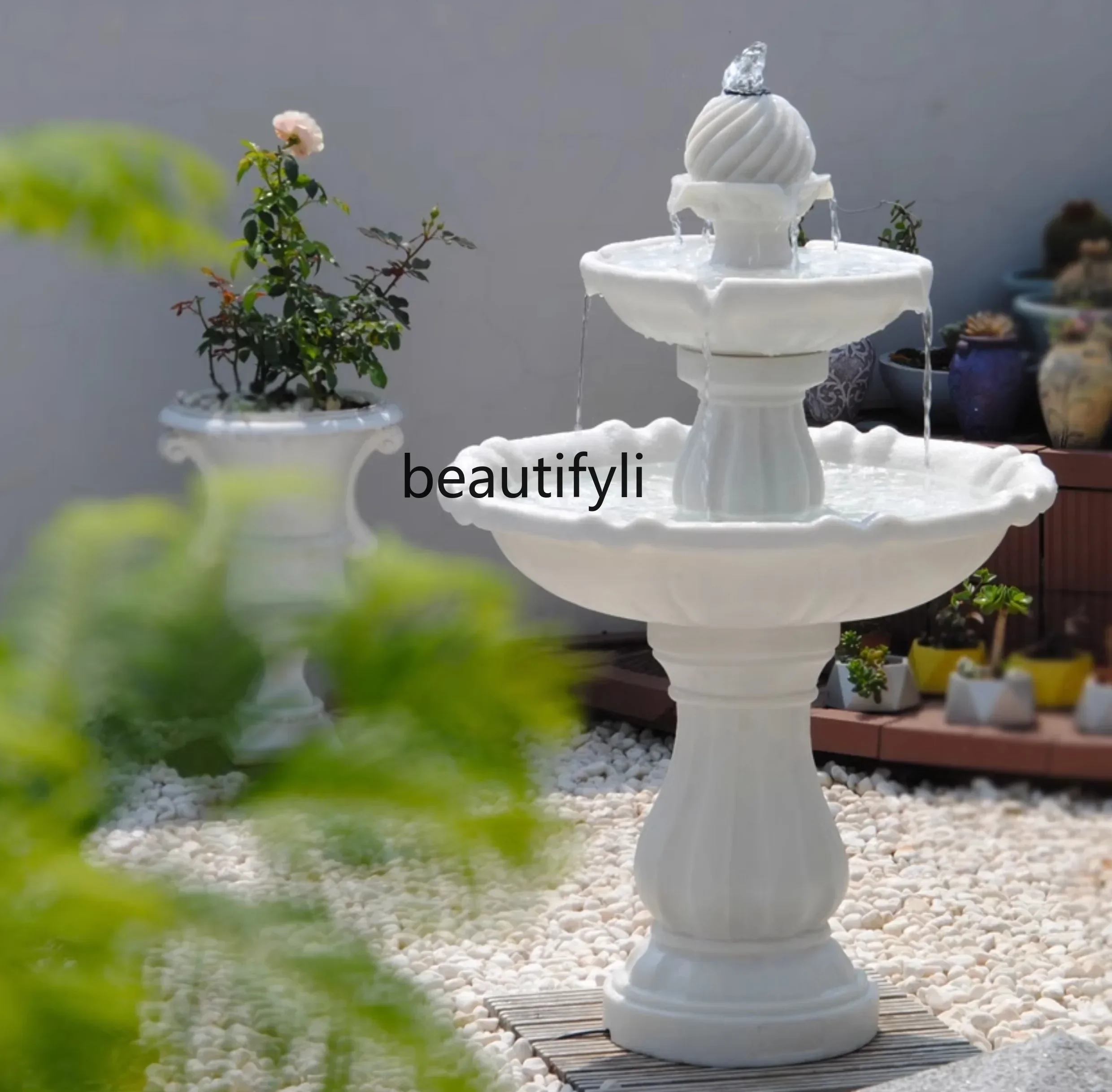 

Courtyard Fountain European Garden Decoration Flowing Water Ornaments Sandstone Outdoor Fontana Di Trevi