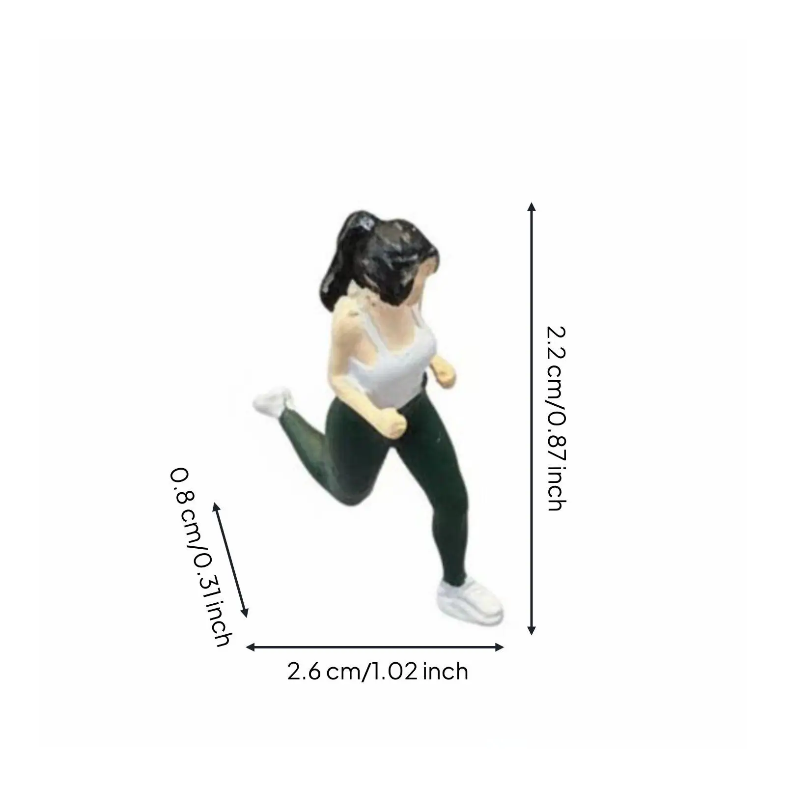 Resin Running Figure Compact Female Jogger Painted Mini Doll for Model Scenery Diorama and Home Decoration