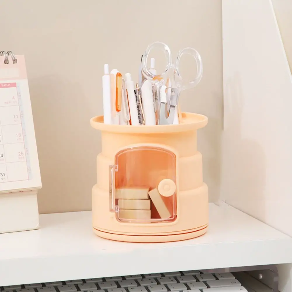 High Appearance Pen Container Large Capacity Rotating Desktop Stationery Storage Box Multi-Function Cosmetics Makeup Organizer