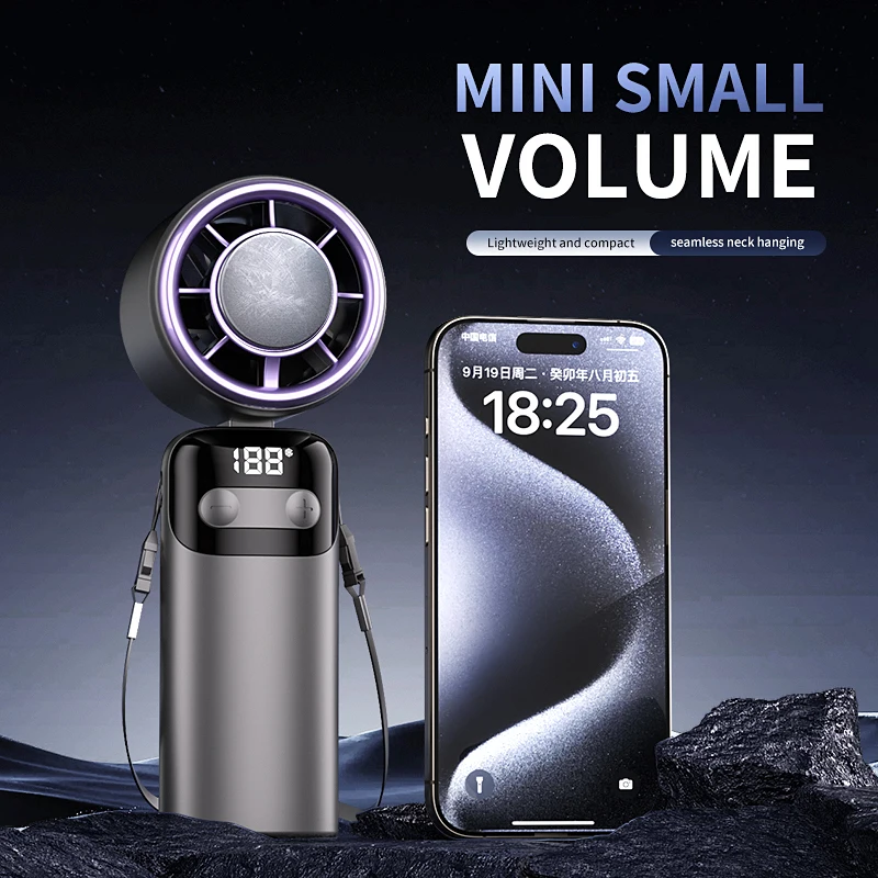 3000mah Refrigeration Handheld Electric Fan High-speed Violent Turbo Fan Folding Ice Pack Small Fan Office Outdoor