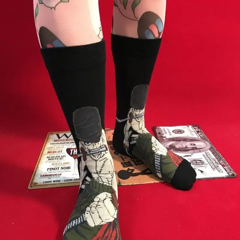 BANDAI One Piece Monkey D. Luffy Socks Cotton Unisex Japanese Anime Cartoon Streetwear Pattern Cosplay Funny Gift Fashion Kawaii view 5