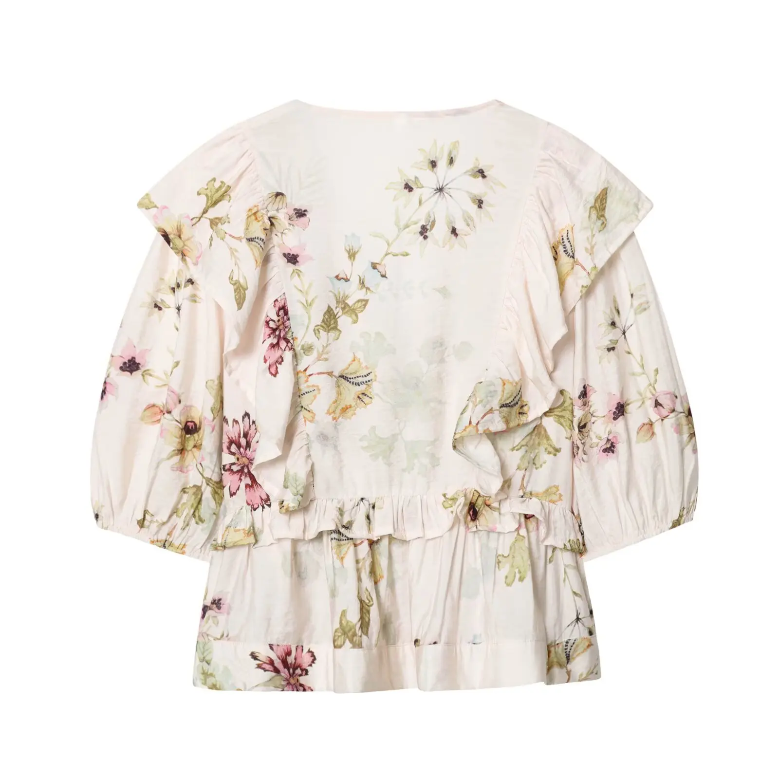 

Women Blouse 2026 Spring Summer New Fashion Floral Print Short Sleeve V neck Blouses Tops Lady Chic Elegant Short Blouse