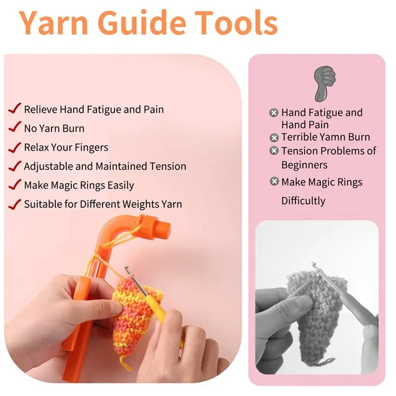 Y42A-Yarn Tension Regulator And Guide, Crochet Helper For Beginners, 3 In 1 Magic Ring Tool For Crocheters& Knitters C