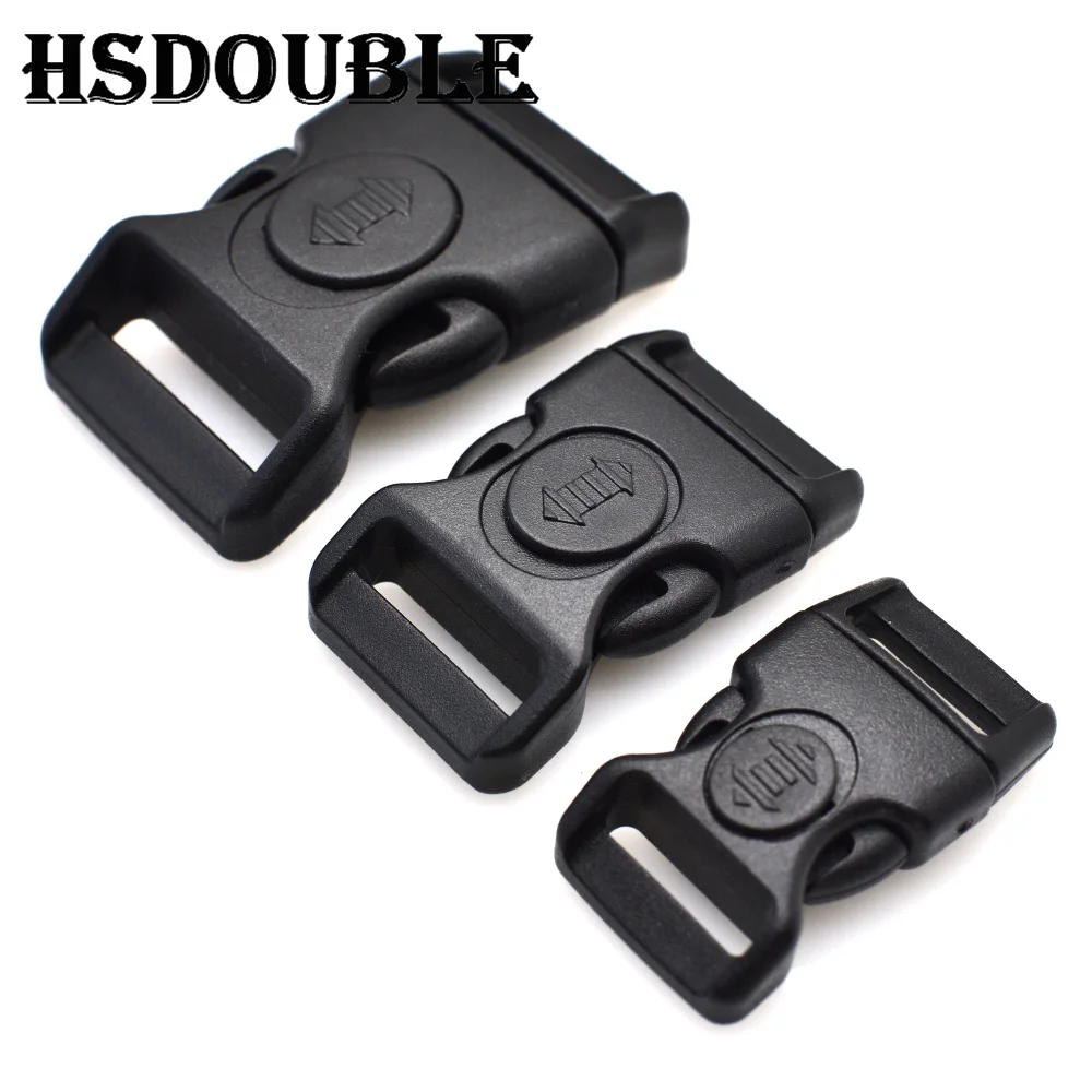 10 Pcs/Pack 15-25mm Plastic Black Curved Side Release Buckles W/Lock for Paracord Bracelet Bag&Case Accessory