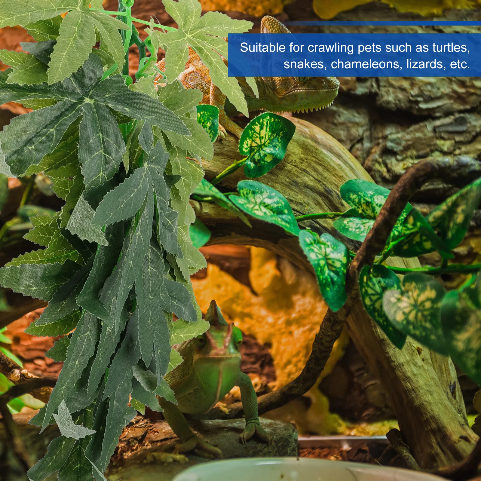 

3Pcs Artificial Reptile Habitat Vines Flexible Simulation Plant Decor for Terrarium Climbing Decoration Pet Cage Supplies