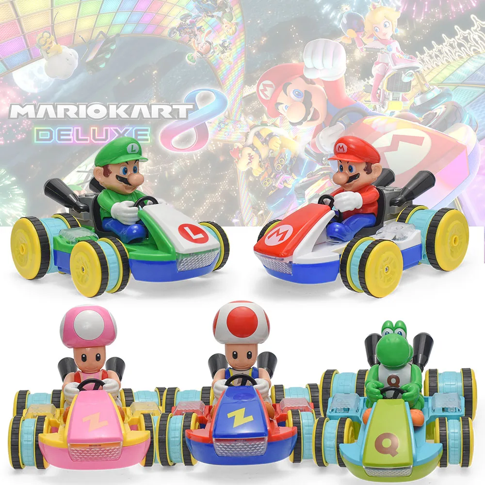 Super Mario Kart Remote Control Car Toys Luigi Yoshi Cartoon Game Figure with Light & Music Interactive Toys for Children Gifts