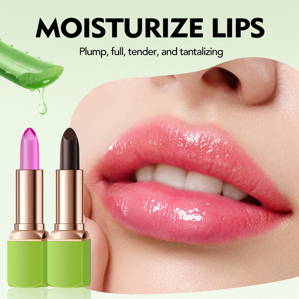 Aloe Vera Temperature Color Changing Lip Balm Moisturizing Color Changing Lipstick Hydrating Nourishing Non Sticky Daily Makeup