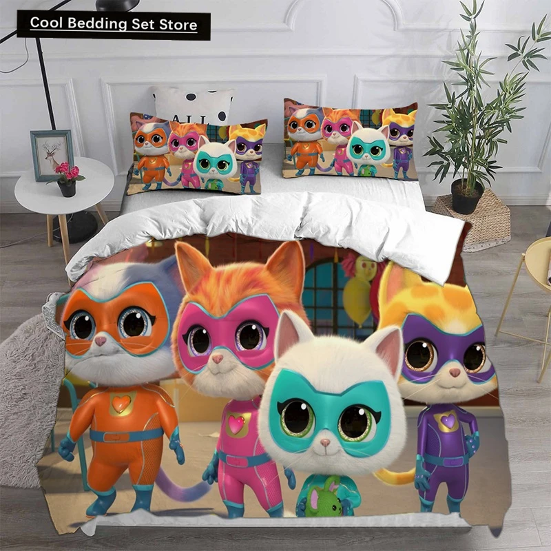 

Anime Super Kitties Bedding Sets Comforter Quilt Bed Cover Duvetcover Pillow Case 2-3 Pieces Sets Kids Adult Size Home Textiles