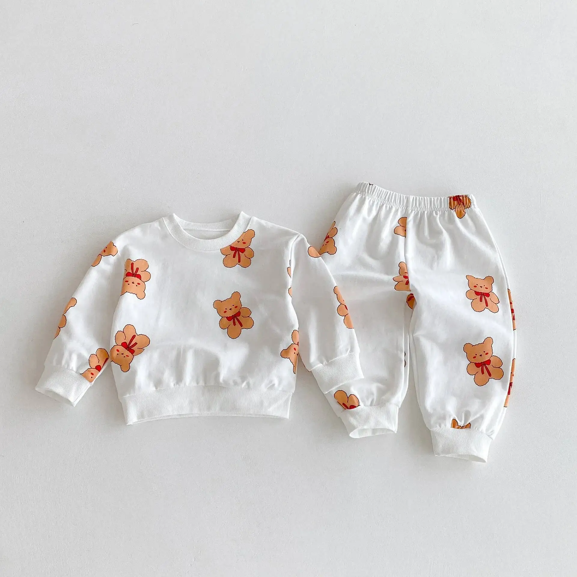 

Autumn New Children Long Sleeve Clothes Set Cute Bear Print Baby Girl Casual Sweatshirt + Pants 2pcs Suit Toddler Outfits