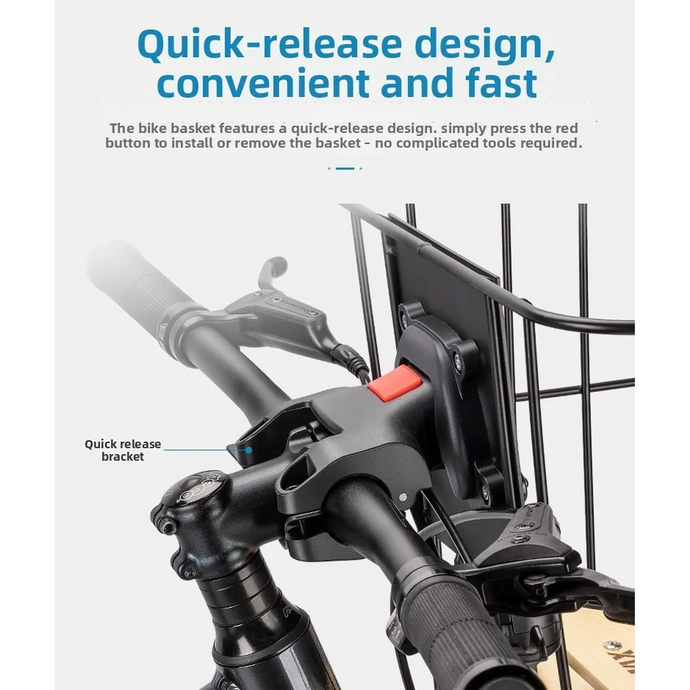 

Деревянная нижняя передняя велосипедная корзина для путешествий с системой быстросъемного и просторной железной сеткой