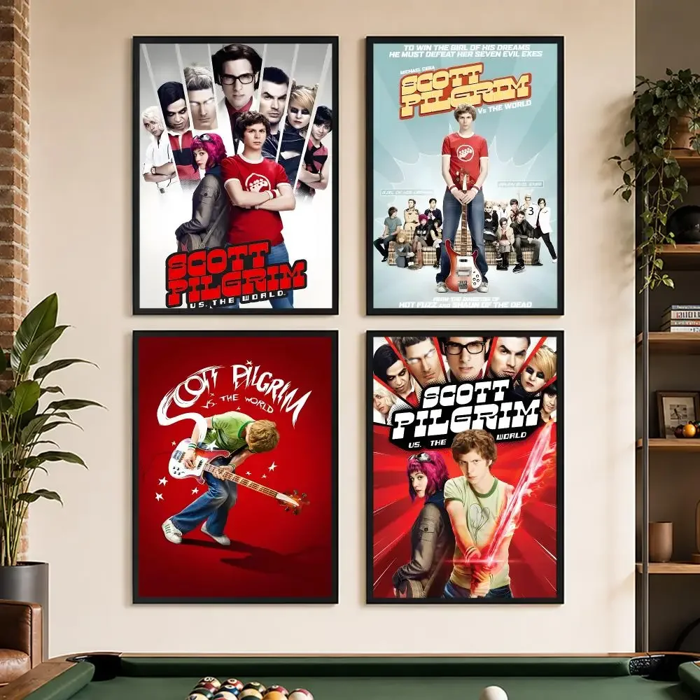 Vintage Movie Scott Pilgrim VS The World Poster Waterproof Peel And Stick Frameless HD  Matte PP Bedroom Living Room Wall Decor