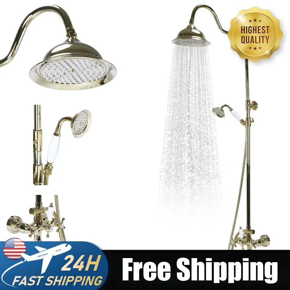 

Handheld Spray Bathtub Kit with Knobs Mixer Tap Vintage Rainfall Showers Faucet Rust Proof for Home Bathroom Hotel SPA