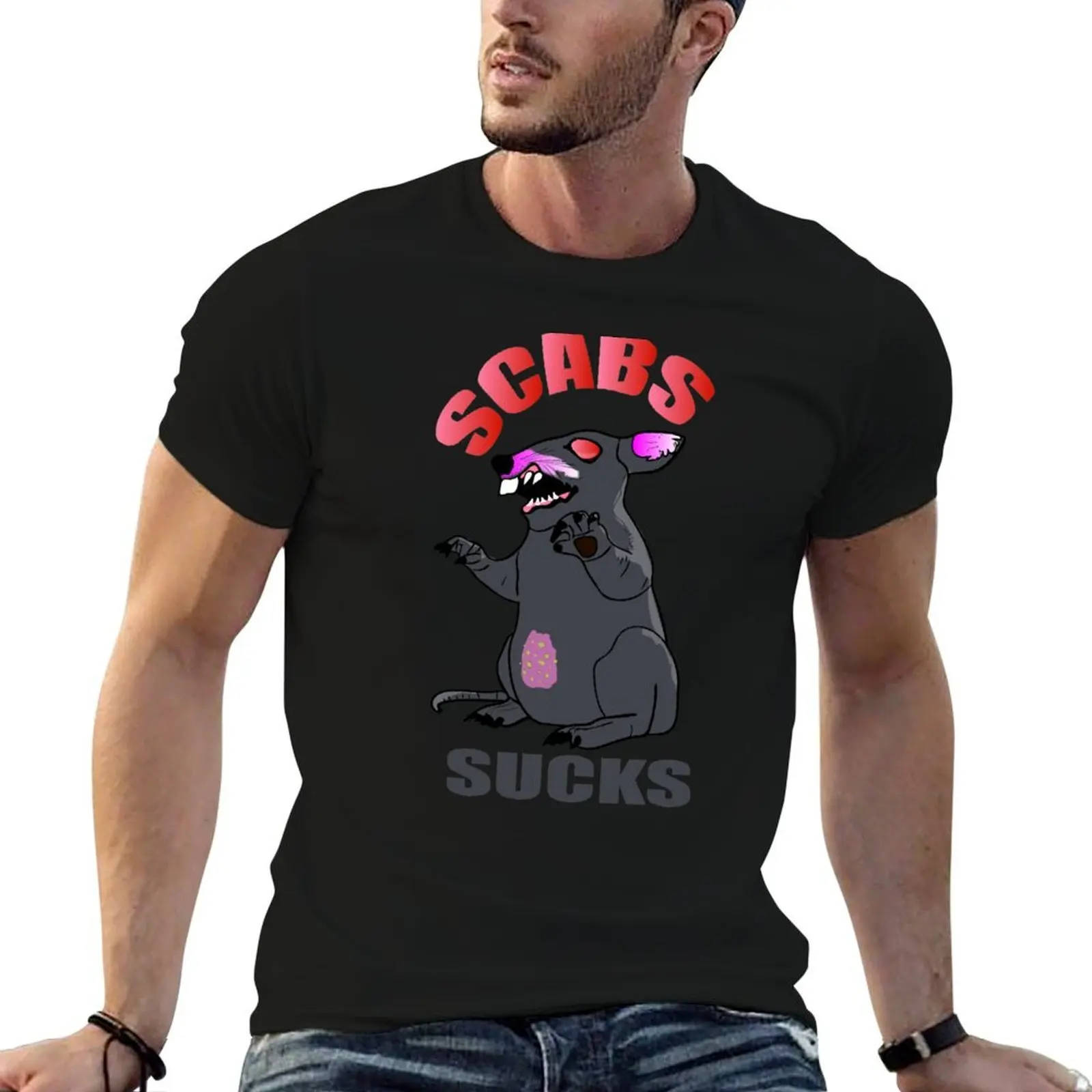 SCABS SUCK! - Scabby the Rat T-Shirt vintage clothes gifts for boyfriend shirts men