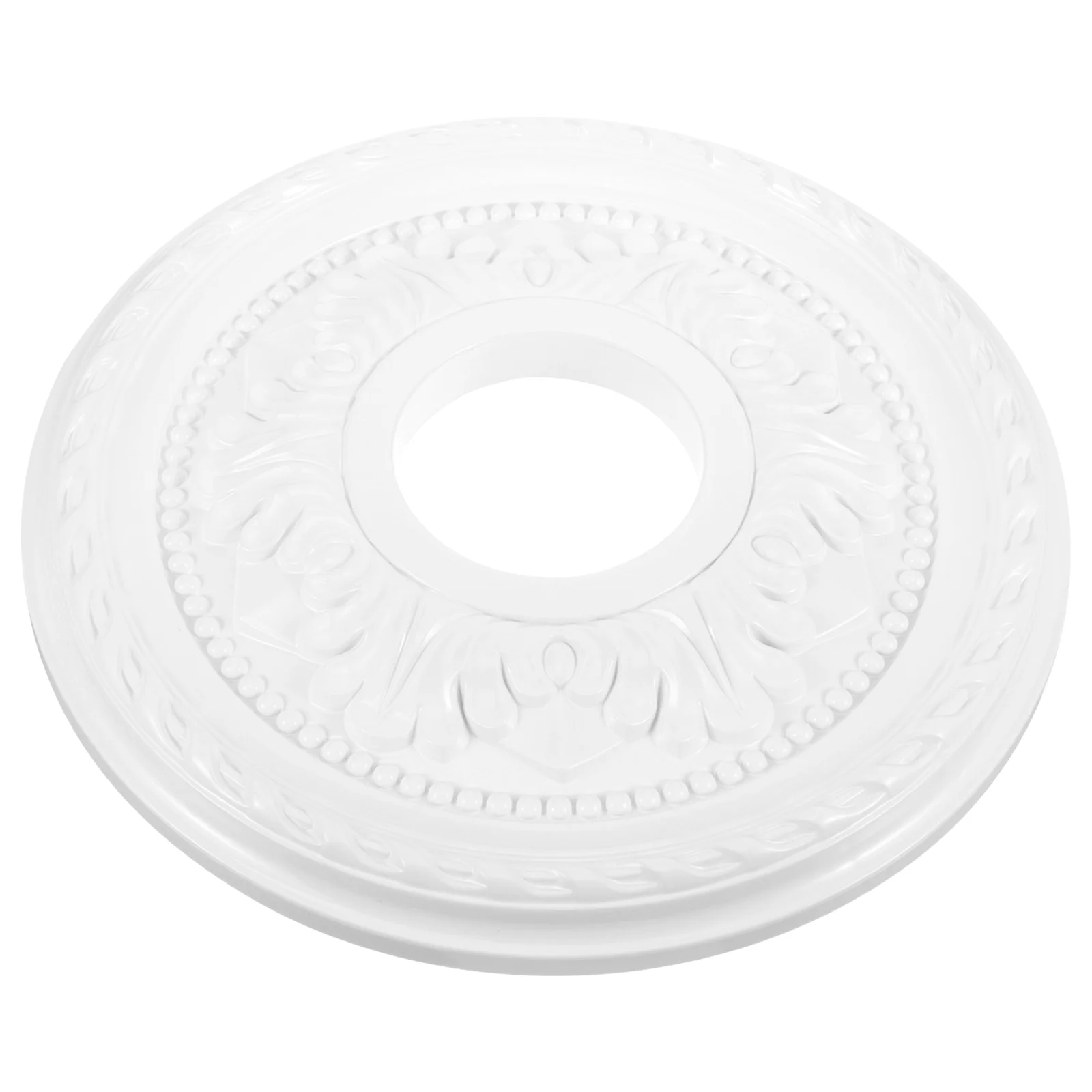 s Small White PU PVC Ceiling Medallion Round Chandelier Base Decorative Lamp Panel for Home Office French Style Easy