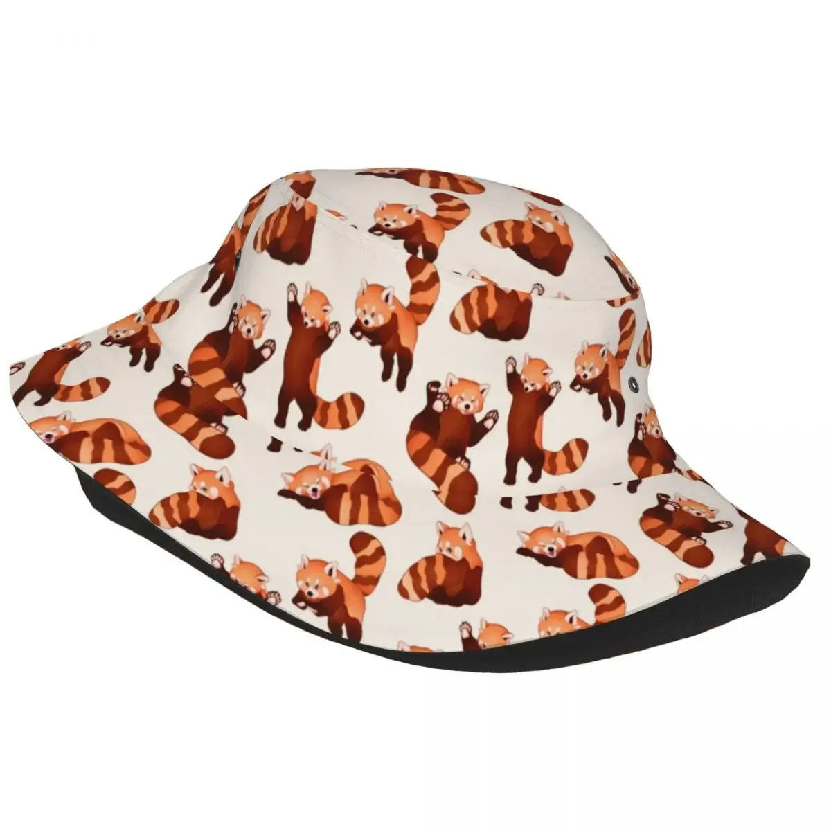 Unisex Bucket Hat Red Panda Pattern Beach Hatwear Packable Outdoor Fishing Cap Animal Bob Hats Dropshipping